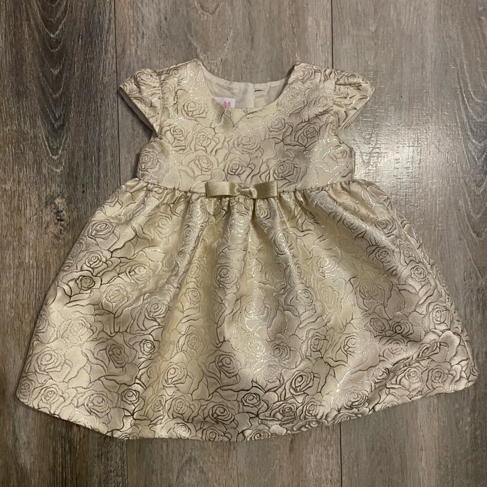 Bonnie Baby Girl’s Jacquard gold floral